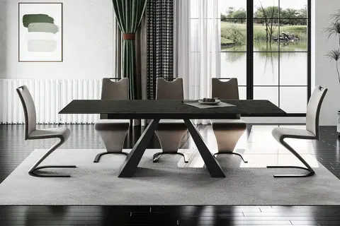 Jedálenské stoly Rozkladací jedálenský stôl SALVADORE Signal Čierna - melted glass