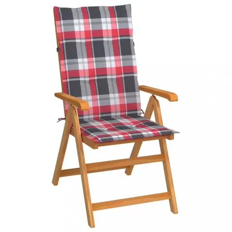 Zahradné stoličky Skladacia záhradná stolička s poduškami teak / látka Dekorhome Biela / červená