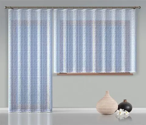 Záclony Forbyt, Hotová záclona alebo balkónový komplet, Anita, biela 300 x 130 cm + 200 x 250 cm