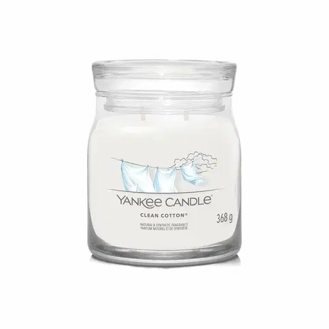 Dekoratívne sviečky Yankee Candle vonná sviečka Signature v skle stredná Clean Cotton, 368 g