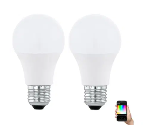Žiarovky Eglo SADA 2xLED RGBW Stmievateľná žiarovka A60 E27/9W/230V 2700-6500K + DO - Eglo 11587 