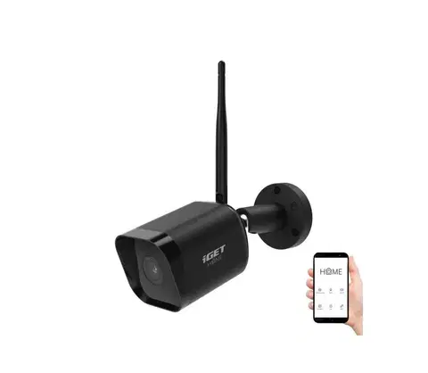 Predlžovacie káble iGET Inteligentná vonkajšia kamera so senzorom Full HD 1080p 12V IP65 Wi-Fi Tuya čierna 