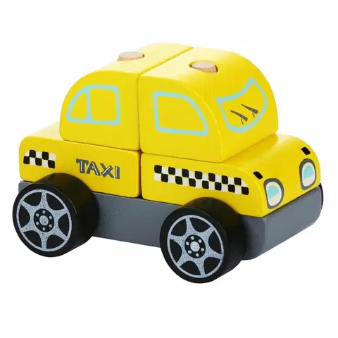 Hračky - autíčka CUBIKA - 13159 Taxi vozidlo - drevená skladačka 5 dielov