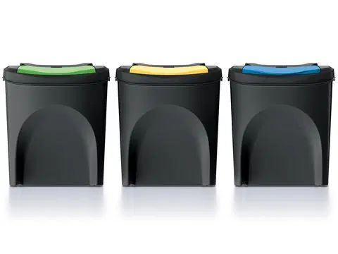 Odpadkové koše NABBI IKWB25S3 odpadkový kôš na triedený odpad (3 ks) 25 l čierna / kombinácia farieb
