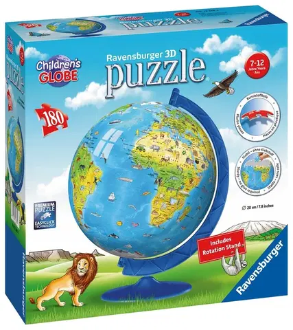 Hračky puzzle RAVENSBURGER - Detský Globus (Anglický) 180 Dielikov