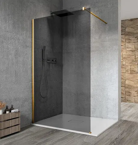Sprchové dvere GELCO - VARIO GOLD jednodielna sprchová zástena na inštaláciu k stene, dymové sklo, 800 mm GX1380GX1016