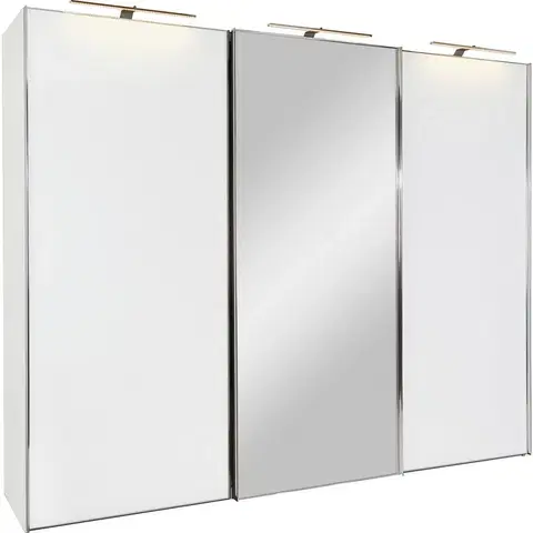 Šatníkové skrine s posuvnými dverami Šatníková Skriňa So Zrkadlom Sonate Rom, 298x240 Cm, Biela
