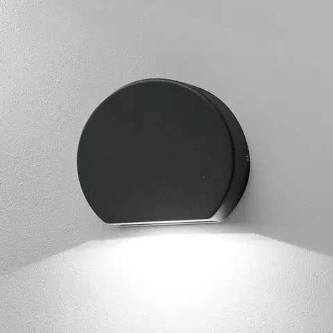 Vonkajšie nástenné svietidlá FARO BARCELONA Okrúhle vonkajšie nástenné LED Pill v tmavosivej