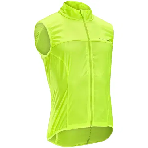 bundy a vesty Pánska vetruvzdorná vesta bez rukávov Ultralight na cestnú cyklistiku žltá