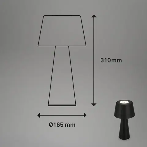 Vonkajšie osvetlenie terasy Briloner Stolová LED lampa Kihi nabíjateľná batéria čierna