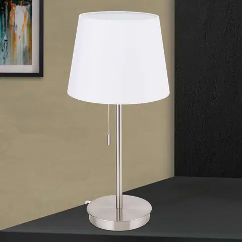 Lampy na nočný stolík Orion Stolná lampa Ludwig s USB portom biela/nikel matná