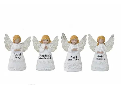 Sošky, figurky - anjeli MAKRO - Anjel dekorácia 10cm rôzne nápisy