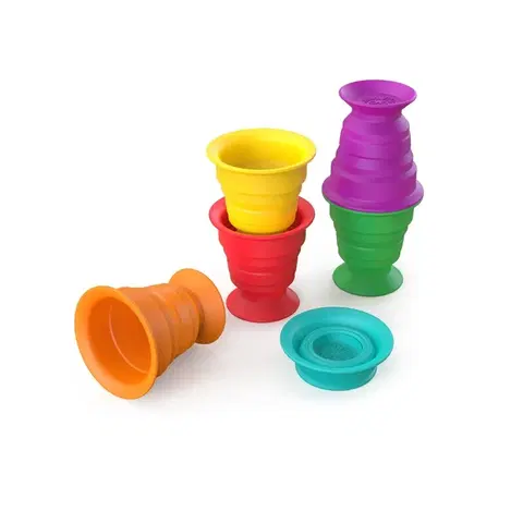 Náučné hračky BABY EINSTEIN - Hračka maxi prísavky poháriky 6ks Stack & Squish Cups™ 6m+