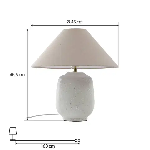 Lampy na nočný stolík Lucande Stolná lampa Lucande Thalorin, výška 47 cm, keramika