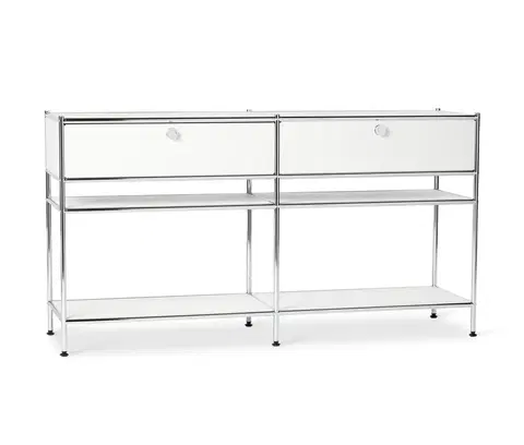 Dressers Kovový konzolový stolík »CN3« s 2 zásuvkami, biely