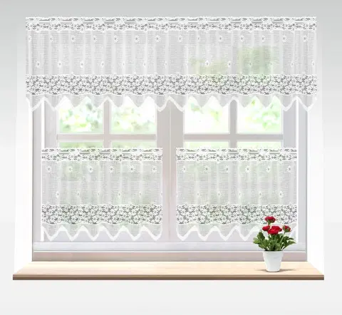 Záclony Záclona žakárová, Flora vitrážka metráž, biela 80 cm