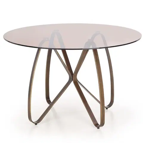 Stoly v podkrovnom štýle Stôl Lungo 120 Sklo/Oceľ – Hnedá/Zlatá