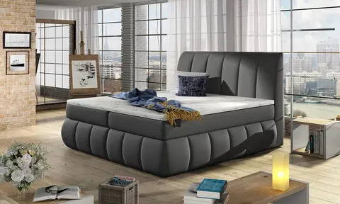 Postele NABBI Vareso 140 čalúnená manželská posteľ s úložným priestorom sivá (Soft 29)
