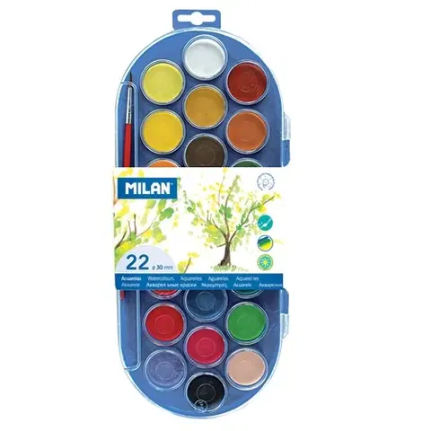 Hračky MILAN - Farby vodové - 22 farieb, 30mm