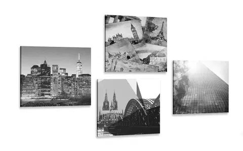 Zostavy obrazov Set obrazov mestá v zaujímavom prevedení