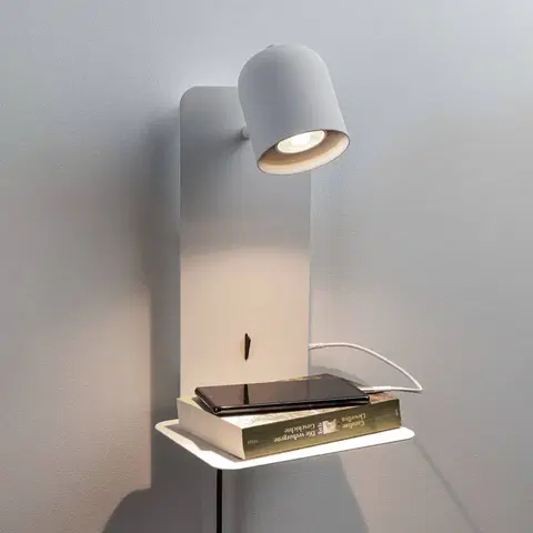 Nástenné svietidlá Paulmann Paulmann Malena USB bodové svetlá s poličkou biela