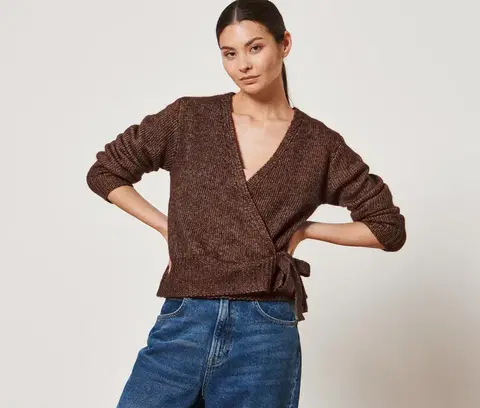 Coats & Jackets Zavinovací pletený sveter