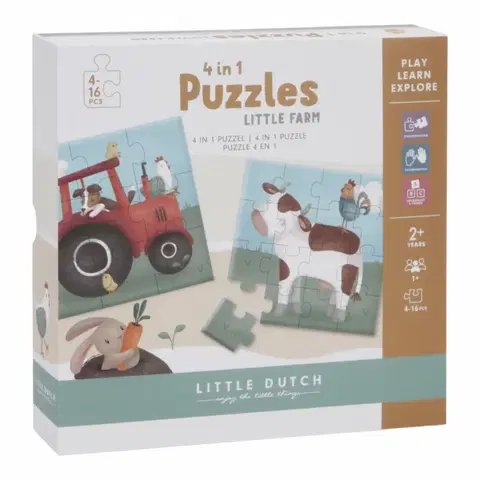 Hračky puzzle LITTLE DUTCH - Puzzle 4v1 Farma