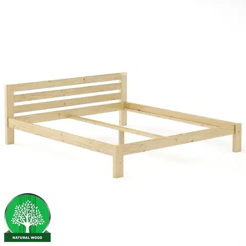 Drevené postele Posteľ borovica LK105–200x200 surová