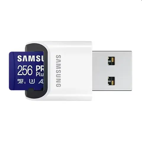 Pamäťové karty Samsung PRO Plus Micro SDXC 256 GB, USB adaptér