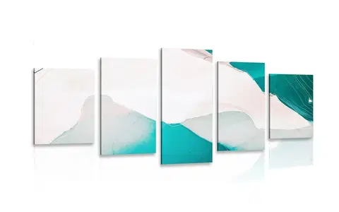 Abstraktné obrazy 5-dielny obraz abstrakcia modrej lagúny