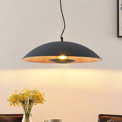 Závesné svietidlá Lindby Lindby Entony závesná lampa, čierna, farby dreva