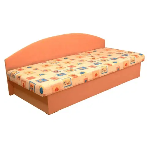 Postele Celočalúnená váľanda s molitánovým matracom, oranžová+vzor, EDO 3