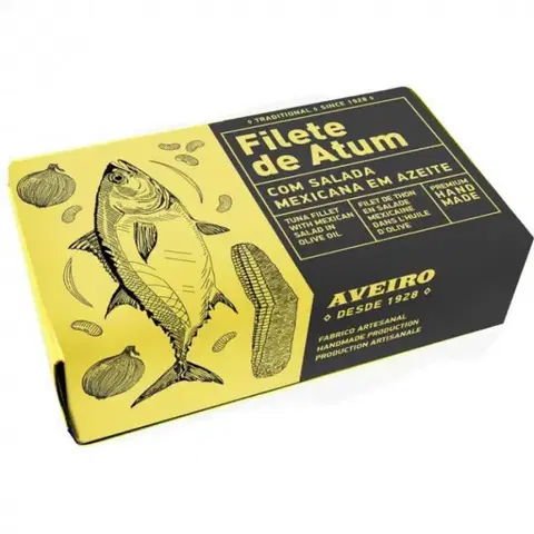 Ryby Aveiro Tuniakové filety v olivovom oleji mexicky šalát 120 g mexický šalát