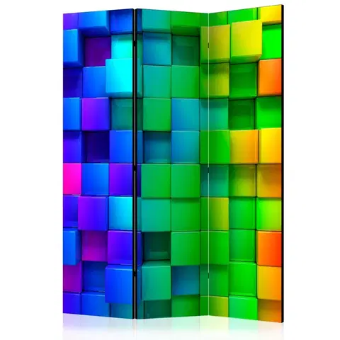 Paravány Paraván Colourful Cubes Dekorhome 135x172 cm (3-dielny)