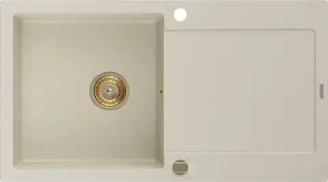 Kuchynské drezy MEXEN/S MEXEN/S - Leo granitový drez 1 s odkvapkávačom 900x500 mm, béžová, + zlatý sifón 6501901010-69-G