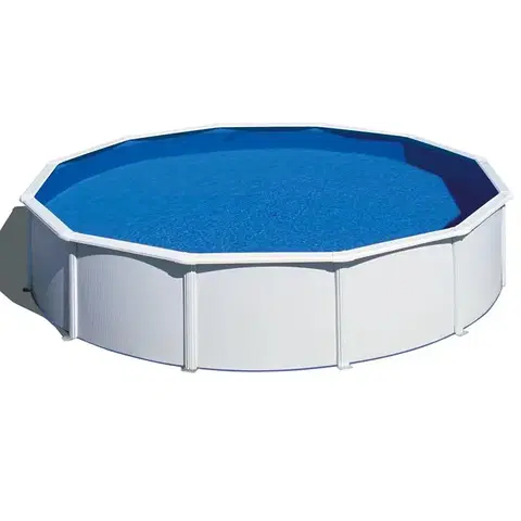 Bazény s oceľovou stenou Oceľový bazén okrúhly biely FIDJI 5.5X1.2M KIT550ECO GRE
