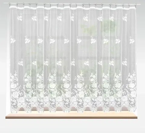 Záclony Záclona žakárová alebo balkónový komplet, Florella metráž, biela 150 cm