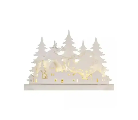 Vianočné osvetlenie  12 LED drevená dedinka, 31 cm, 2x AA, vnútorná, teplá biela (DCWW30)