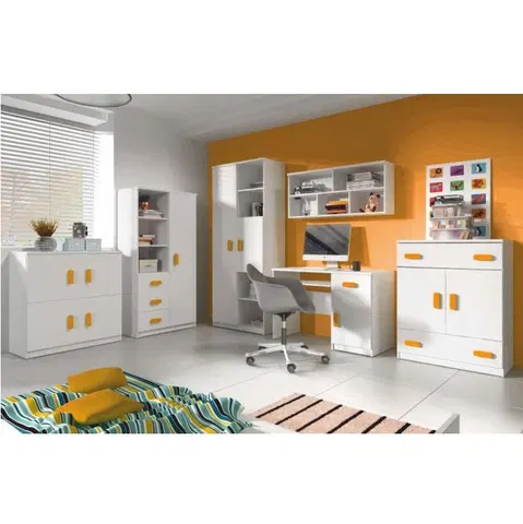 Detské izby KONDELA Svend detská izba biela / oranžová