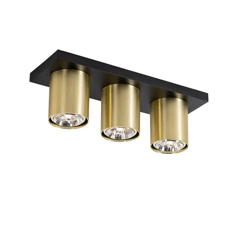 Bodove svetla Moderné stropné bodové svietidlo čierne so zlatým 3-svetlom - Tubo