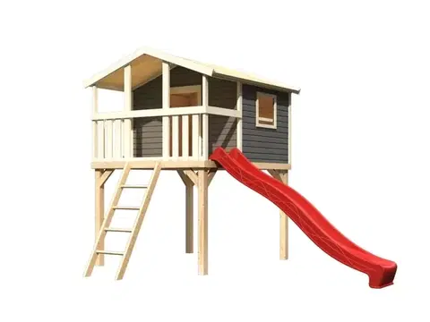Detské záhradné domčeky Detské ihrisko so šmýkačkou Dekorhome Červená
