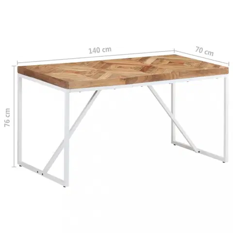 Jedálenské stoly Jedálenský stôl hnedá / biela Dekorhome 140x70x76 cm