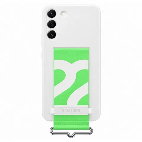 Puzdrá na mobilné telefóny Zadný kryt Silicone Cover w/ Strap pre Samsung S22 Plus, biela - OPENBOX (Rozbalený tovar s plnou zárukou) EF-GS906TWEGWW