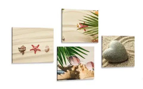 Zostavy obrazov Set obrazov zátišie piesočnatej pláže
