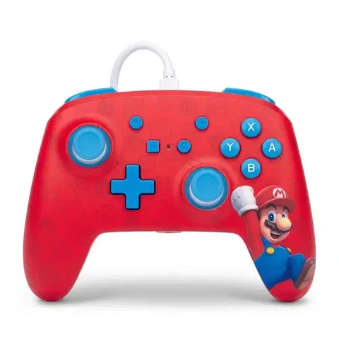 Príslušenstvo k herným konzolám Káblový ovládač PowerA Enhanced pre Nintendo Switch, Woo-Hoo! Mario NSGP0001-01