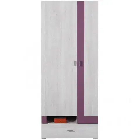 Šatníkové skrine Skriňa Next NX-3 80 cm borovica biela/viola