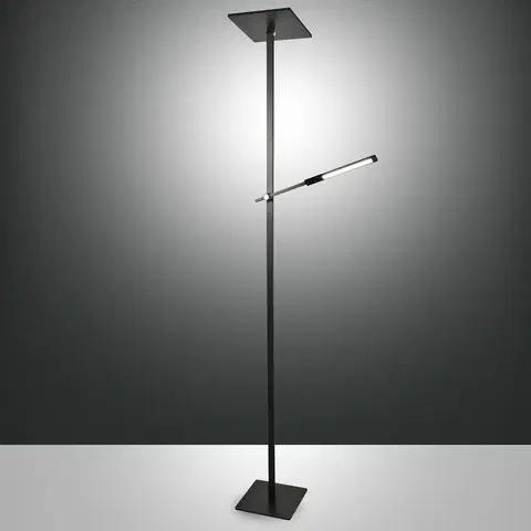 Stojacie lampy Fabas Luce Stojaca LED lampa Ideal rameno na čítanie, čierna