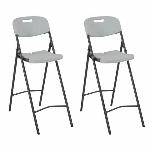 Záhradné kreslá a stoličky Skladacie barové stoličky 2 ks biela / čierna