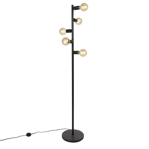 Stojace lampy Moderná stojaca lampa čierna 5-svetlá - Facil