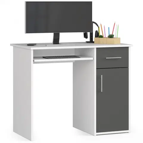 Písacie stoly Moderný písací stôl MELANIA90, biely / šedý